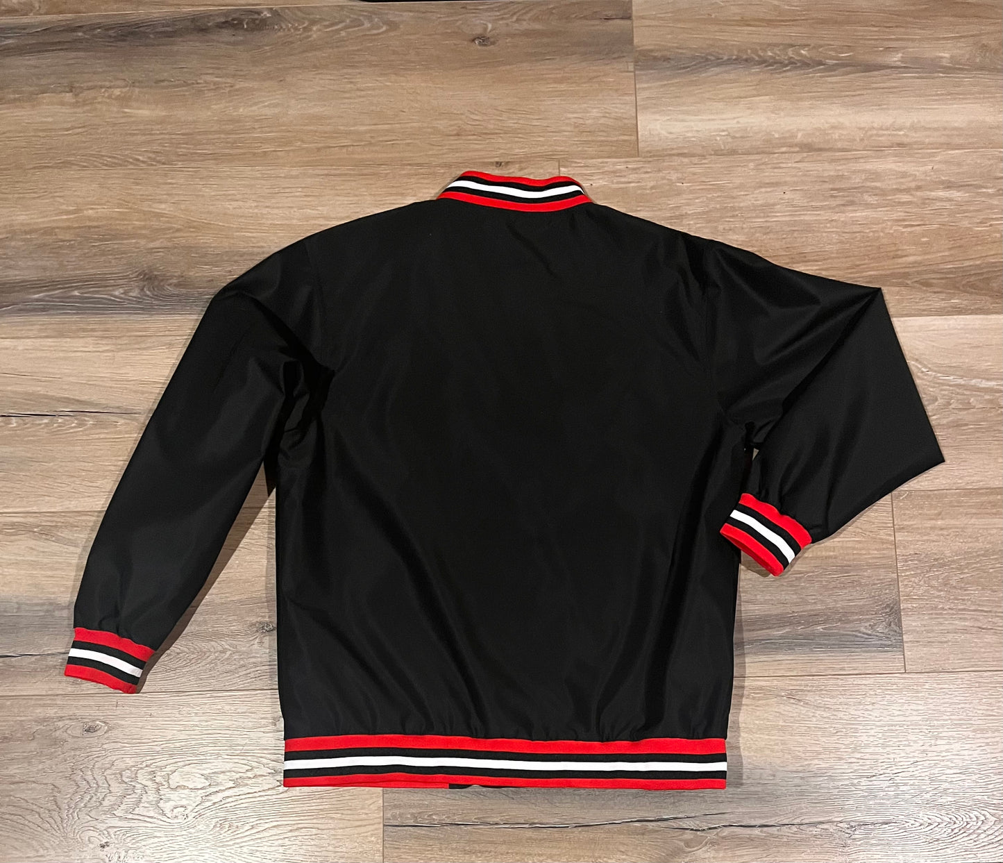 MM Custom Black Red-White Varsity Full-Zip Letterman Bomber Jacket/Youth, WM and Men's