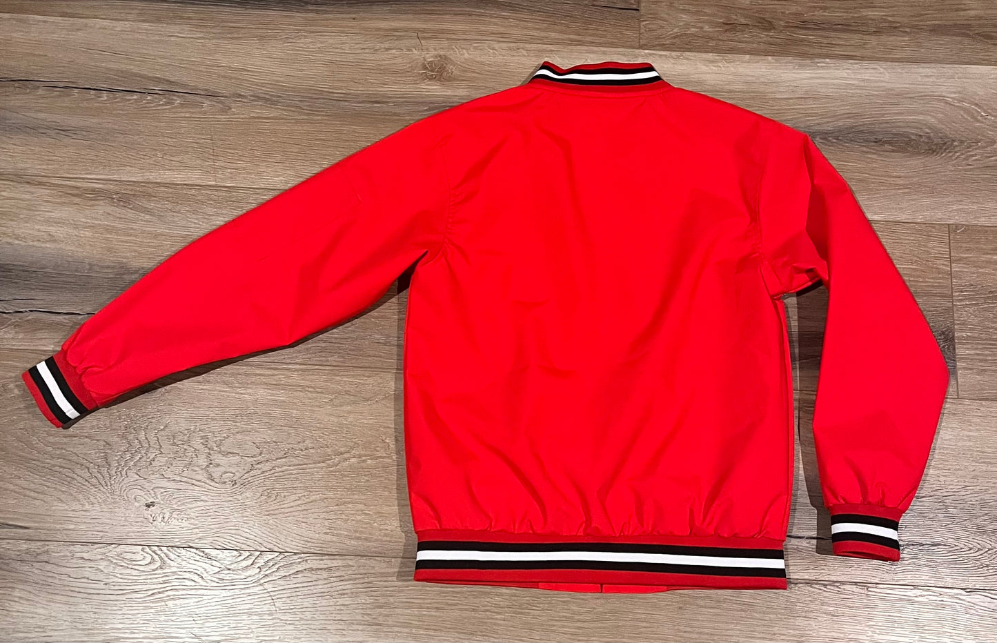MM Custom Red Black-White Varsity Full-Zip Letterman Bomber Jacket/Youth, WM and Men's