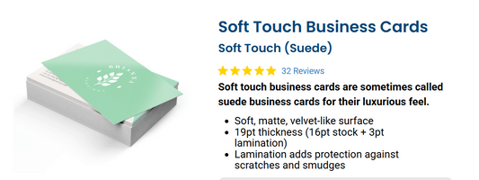 Business Cards 16pt + Velvet Finish Soft Touch