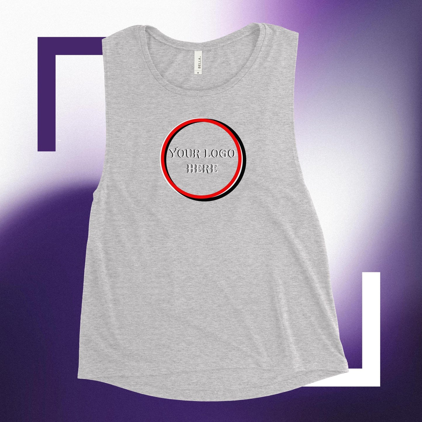 Ladies’ Muscle Tank, Customizable logo