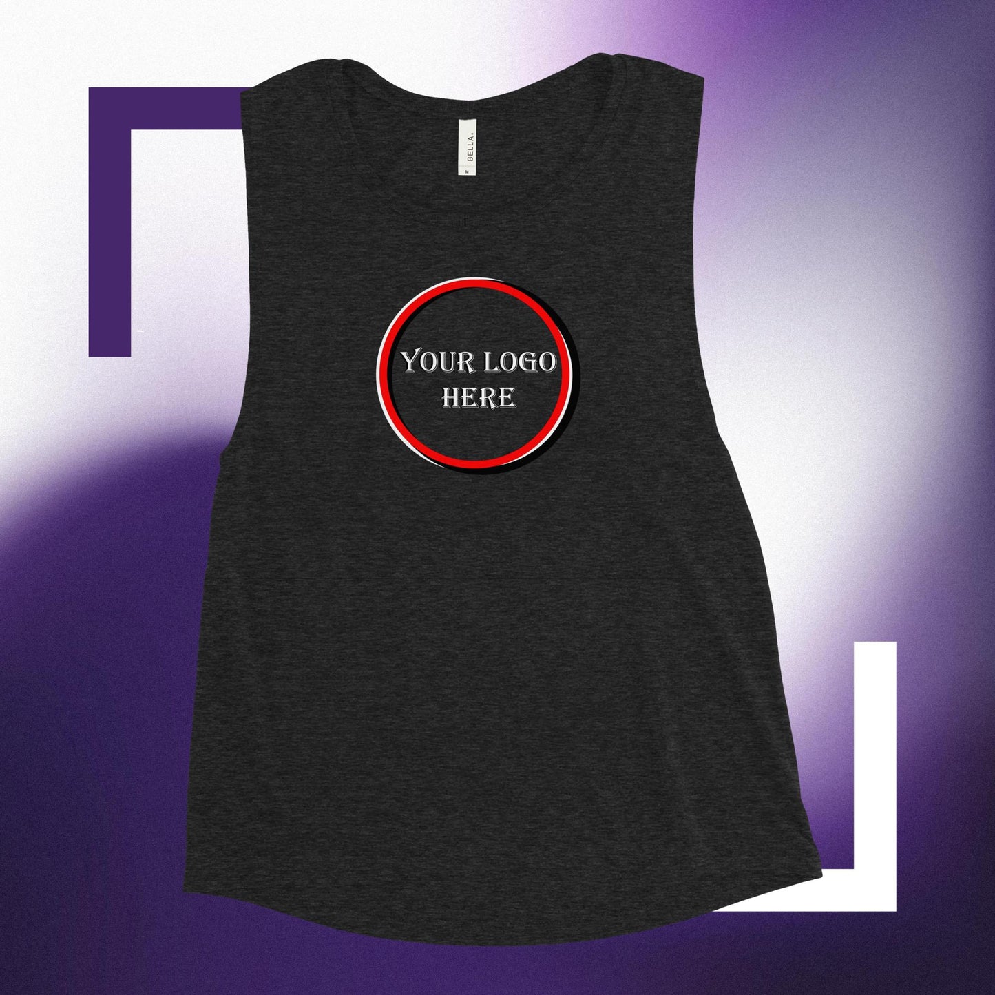 Ladies’ Muscle Tank, Customizable logo