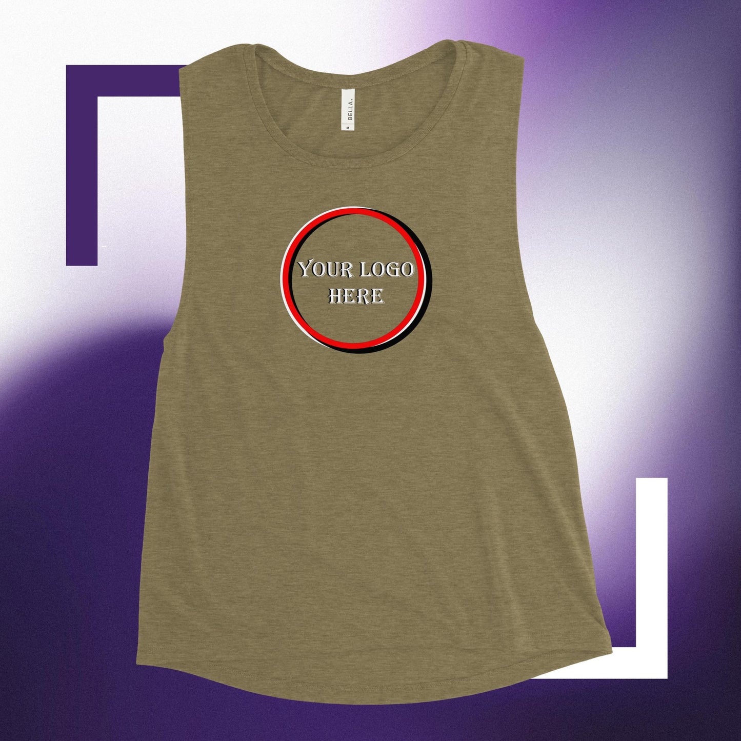 Ladies’ Muscle Tank, Customizable logo