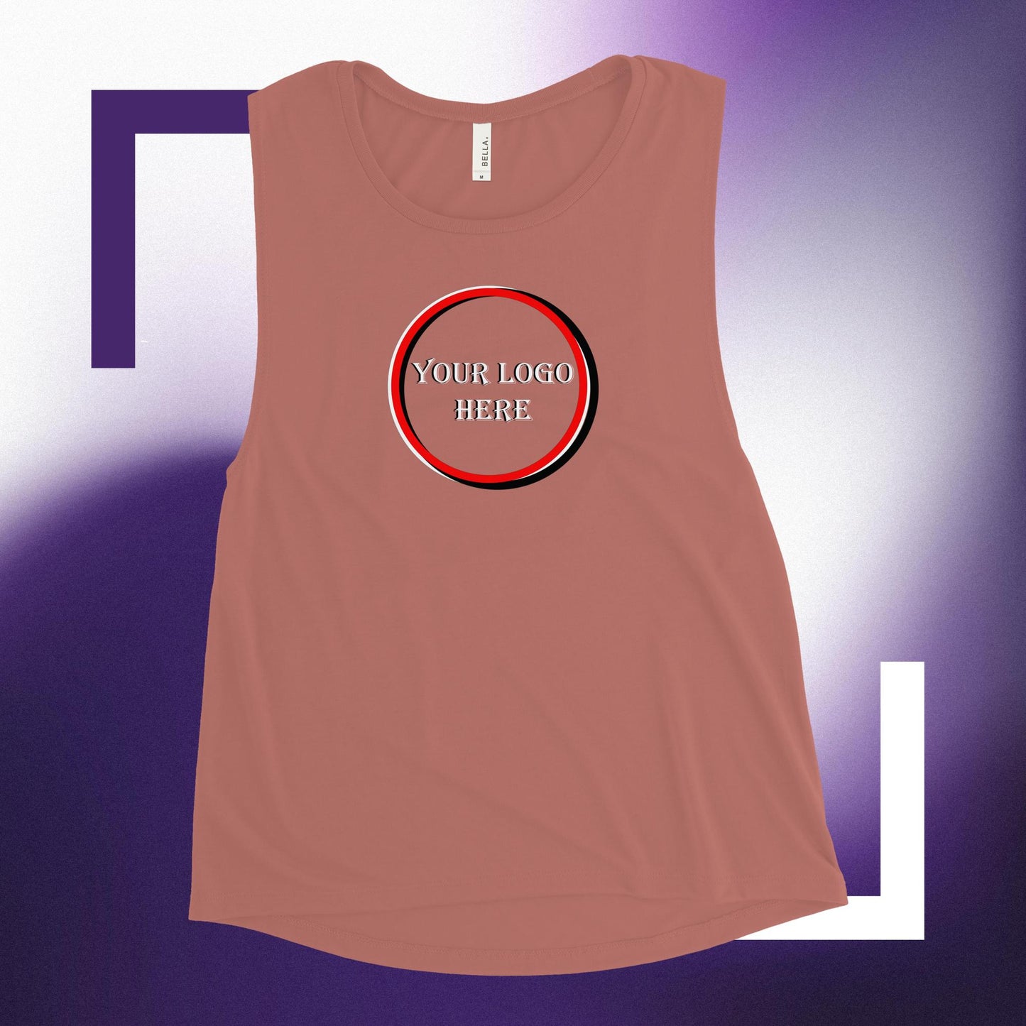 Ladies’ Muscle Tank, Customizable logo