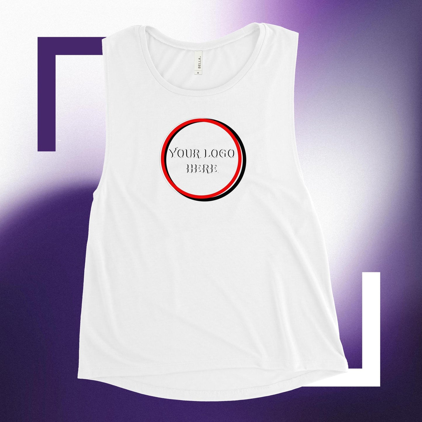 Ladies’ Muscle Tank, Customizable logo